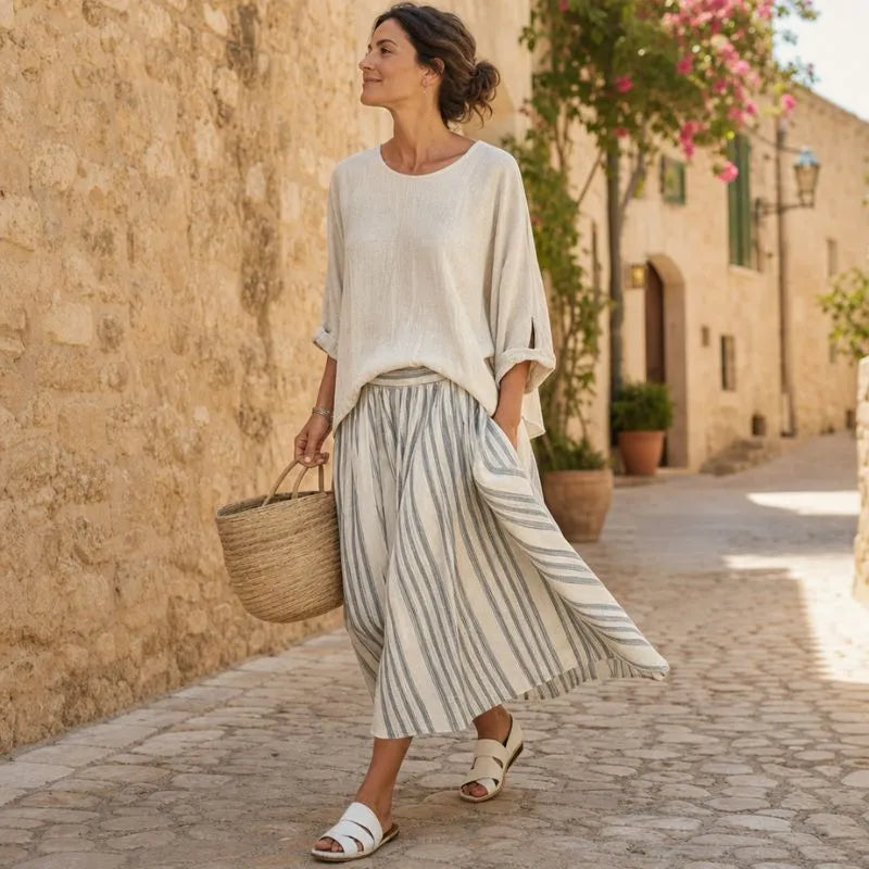 AURY | BLUSA AMPLIA Y FALA MIDI
