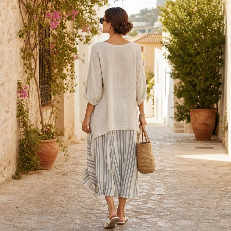 AURY | BLUSA AMPLIA Y FALA MIDI