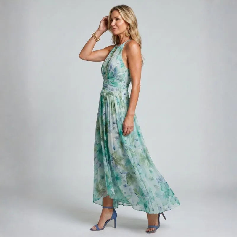 PORTIA | VESTIDO MIDI CON CUELLO HALTER