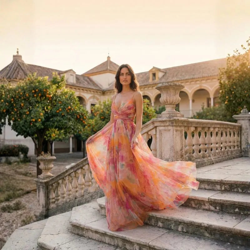 ASTUZ | VESTIDO MAXI CON ESTAMPADO FLORAL