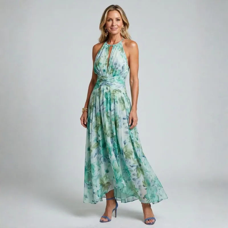 PORTIA | VESTIDO MIDI CON CUELLO HALTER