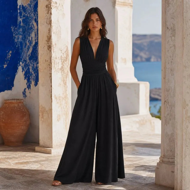 RILENA | ELEGANTE MONO SIN MANGAS DE PIERNA ANCHA